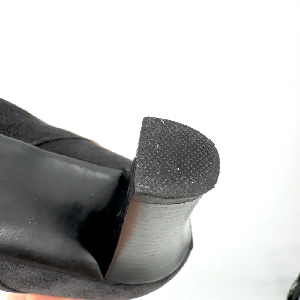 AQUATALIA Dark Gray Suede Bead Studded Heeled Booties Size 10